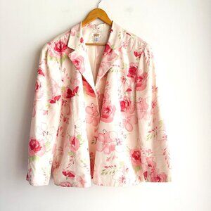 Talbots Floral SILK White Pink Blazer 22W PLUS SIZE